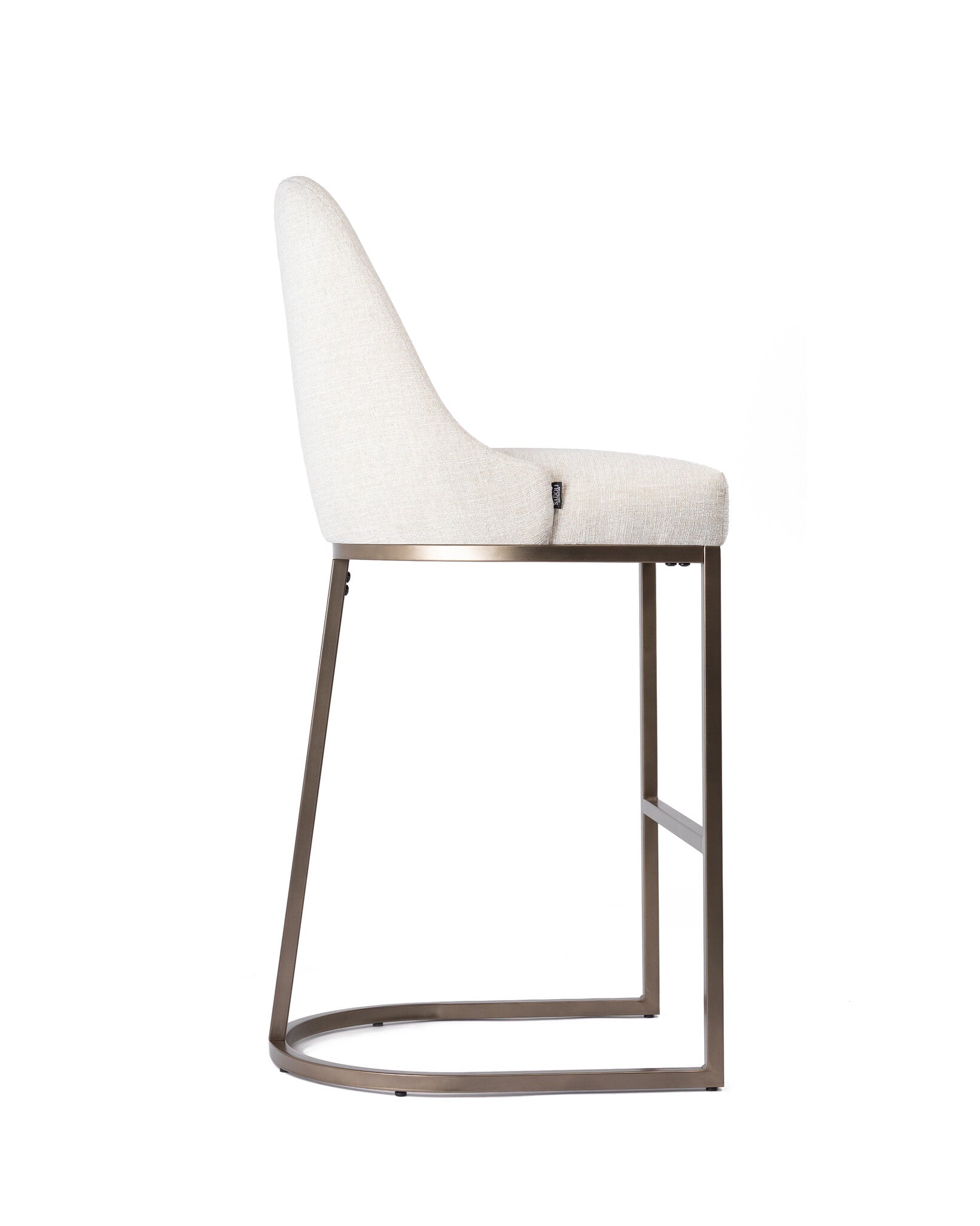 Luxury Barstool Beige Linen - Bronze Leg