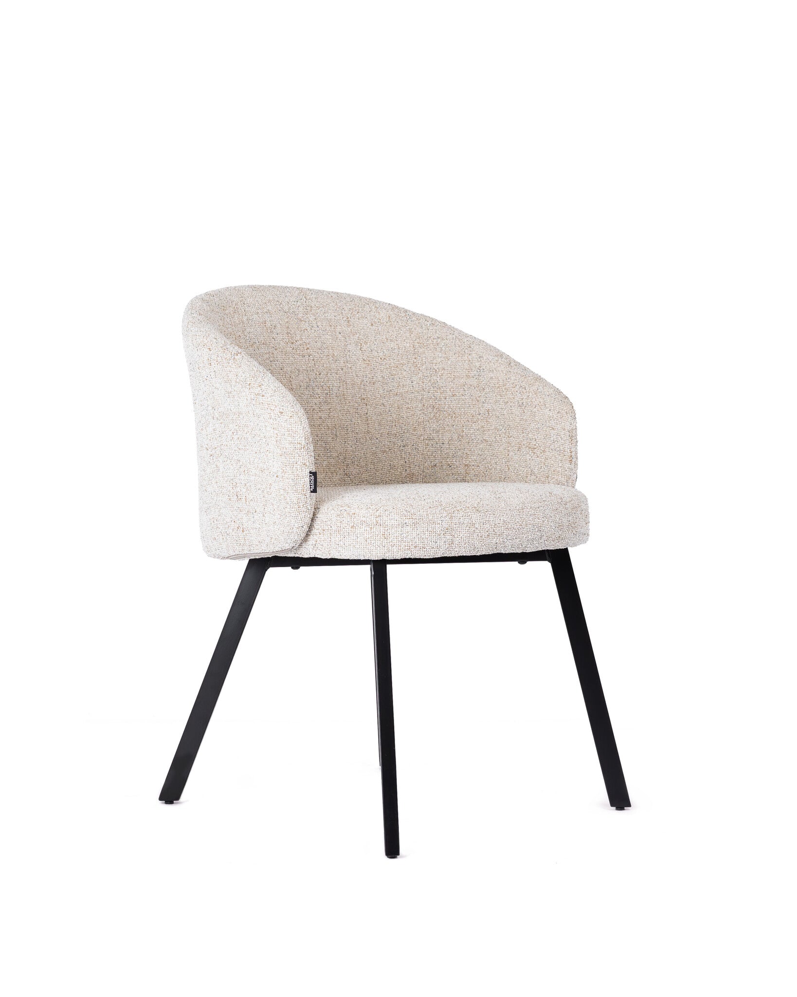 Dining Chair Beige White - Black Legs