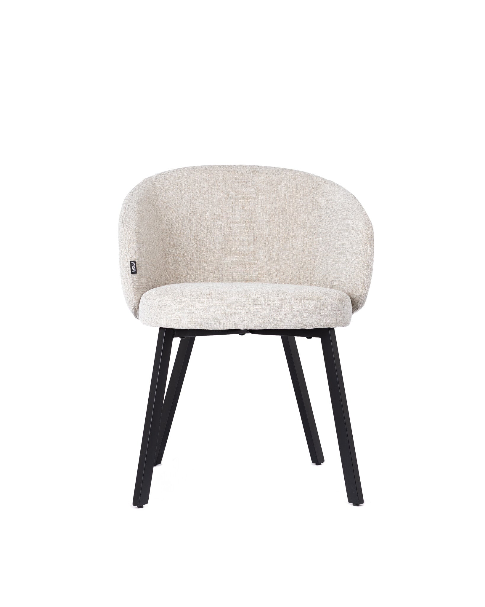 Dining Chair Beige Linen - Black Legs