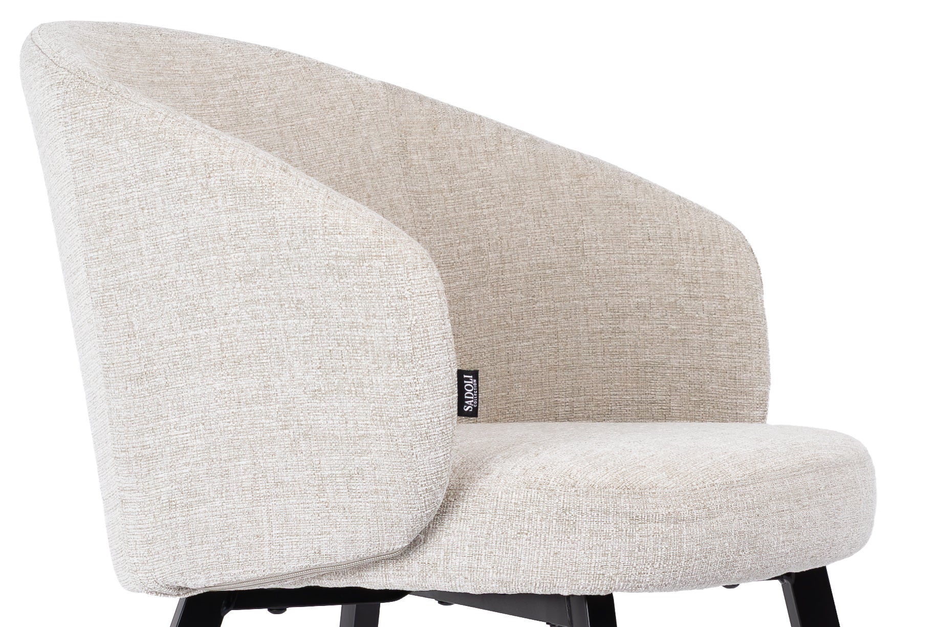 Dining Chair Beige Linen - Black Legs